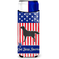 "Caroline's Treasures USA Patriotic black Labrador Retriever Michelob Ultra Hugger For Slim Cans, Slim Can, Multicolor"