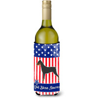 "Caroline's Treasures USA Patriotic German Pinscher Wine Bottle Beverage Insulator Hugger, 750 ml, Multicolor"
