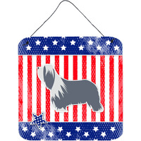 "Caroline's Treasures USA Patriotic Bearded Collie Wall or Door Hanging Prints BB3317DS66, 6"" x 6"", Multicolor"