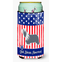 "Caroline's Treasures USA Patriotic Bearded Collie Beverage Insulator Hugger, Tall Boy, Multicolor"