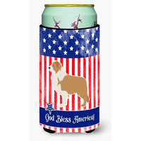 "Caroline's Treasures USA Patriotic Red Border Collie Beverage Insulator Hugger, Tall Boy, Multicolor"