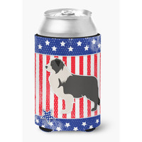 "Caroline's Treasures USA Patriotic black Border Collie Can or Bottle Hugger BB3323CC, Can Hugger, Multicolor"