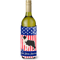 "Caroline's Treasures USA Patriotic Black Border Collie Wine Bottle Beverage Insulator Hugger, 750 ml, Multicolor"
