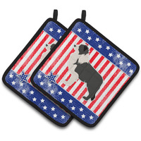 "Caroline's Treasures USA Patriotic black Border Collie Pair of Pot Holders BB3323PTHD, 7.5HX7.5W, Multicolor"