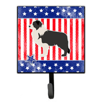 "Caroline's Treasures USA Patriotic Black Border Collie Leash or Key Holder BB3323SH4, Small, Multicolor"
