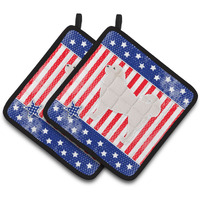 "Caroline's Treasures BB3327PTHD USA Patriotic Polish Tatra Sheepdog Pair of Pot Holders, 7.5H"" x 7.5"" W, Multicolor"