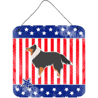 "Caroline's Treasures USA Patriotic Sheltie/Shetland Sheepdog Wall or Door Hanging Prints BB3330DS66, 6"" x 6"", Multicolor"