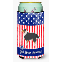 "Caroline's Treasures USA Patriotic Sheltie/Shetland Sheepdog Beverage Insulator Hugger, Tall Boy, Multicolor"