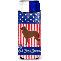 "Caroline's Treasures USA Patriotic Portuguese Sheepdog Dog Michelob Ultra Hugger For Slim Cans, Slim Can, Multicolor"