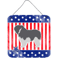 "Caroline's Treasures USA Patriotic Polish Lowland Sheepdog Dog Wall or Door Hanging Prints BB3332DS66, 6"" x 6"", Multicolor"