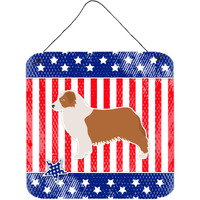 "Caroline's Treasures USA Patriotic Australian Shepherd Dog Wall or Door Hanging Prints BB3333DS66, 6"" x 6"", Multicolor"