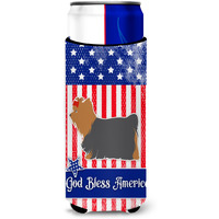 "Caroline's Treasures USA Patriotic Yorkshire Terrier Yorkie Michelob Ultra Hugger For Slim Cans, Slim Can, Multicolor"