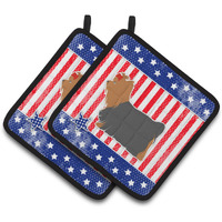 "Caroline's Treasures USA Patriotic Yorkshire Terrier Yorkie Pair of Pot Holders BB3334PTHD, 7.5HX7.5W, Multicolor"
