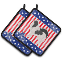 "Caroline's Treasures USA Patriotic Japanese Chin Pair of Pot Holders BB3337PTHD, 7.5HX7.5W, Multicolor"