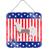 "Caroline's Treasures USA Patriotic Chinese Crested Wall or Door Hanging Prints BB3343DS66, 6"" x 6"", Multicolor"