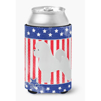 "Caroline's Treasures USA Patriotic Bichon Frise Can or Bottle Hugger BB3345CC, Can Hugger, Multicolor"