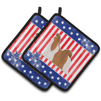 "Caroline's Treasures USA Patriotic Shih Tzu Pair of Pot Holders BB3346PTHD, 7.5HX7.5W, Multicolor"