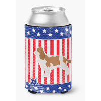 "Caroline's Treasures USA Patriotic Cavalier King Charles Spaniel Can or Bottle Hugger BB3349CC, Can Hugger, Multicolor"