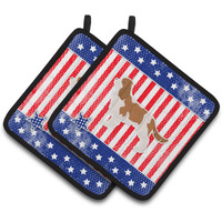 "Caroline's Treasures USA Patriotic Cavalier King Charles Spaniel Pair of Pot Holders BB3349PTHD, 7.5HX7.5W, Multicolor"