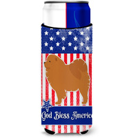 "Caroline's Treasures USA Patriotic Chow Michelob Ultra Hugger For Slim Cans, Slim Can, Multicolor"