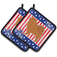 "Caroline's Treasures USA Patriotic Chow Pair of Pot Holders BB3351PTHD, 7.5HX7.5W, Multicolor"