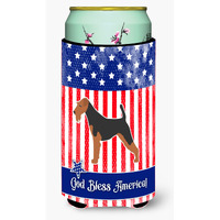 "Caroline's Treasures USA Patriotic Airedale Terrier Beverage Insulator Hugger, Tall Boy, Multicolor"