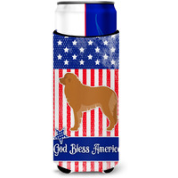 "Caroline's Treasures USA Patriotic Leonberger Michelob Ultra Hugger For Slim Cans, Slim Can, Multicolor"
