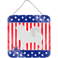 "Caroline's Treasures USA Patriotic Samoyed Wall or Door Hanging Prints BB3359DS66, 6"" x 6"", Multicolor"