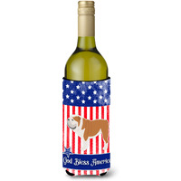 "Caroline's Treasures USA Patriotic English Bulldog Wine Bottle Beverage Insulator Hugger, 750 ml, Multicolor"