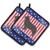 "Caroline's Treasures USA Patriotic Newfoundland Pair of Pot Holders BB3364PTHD, 7.5HX7.5W, Multicolor"