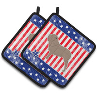 "Caroline's Treasures USA Patriotic Neapolitan Mastiff Pair of Pot Holders BB3365PTHD, 7.5HX7.5W, Multicolor"