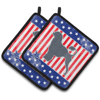 "Caroline's Treasures USA Patriotic Portuguese Water Dog Pair of Pot Holders BB3368PTHD, 7.5HX7.5W, Multicolor"