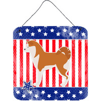 "Caroline's Treasures USA Patriotic Akita Wall or Door Hanging Prints BB3372DS66, 6"" x 6"", Multicolor"