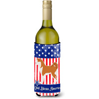 "Caroline's Treasures USA Patriotic Akita Wine Bottle Beverage Insulator Hugger, 750 ml, Multicolor"