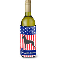 "Caroline's Treasures USA Patriotic Great Dane Wine Bottle Beverage Insulator Hugger, 750 ml, Multicolor"