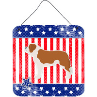 "Caroline's Treasures USA Patriotic Saint Bernard Wall or Door Hanging Prints BB3376DS66, 6"" x 6"", Multicolor"