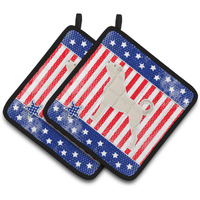 "Caroline's Treasures USA Patriotic Anatolian Shepherd Pair of Pot Holders BB3377PTHD, 7.5HX7.5W, Multicolor"