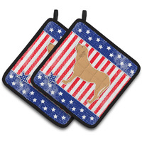 "Caroline's Treasures USA Patriotic Fila Brasileiro Pair of Pot Holders BB3379PTHD, 7.5HX7.5W, Multicolor"