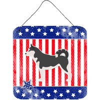 "Caroline's Treasures USA Patriotic Siberian Husky Wall or Door Hanging Prints BB3380DS66, 6"" x 6"", Multicolor"