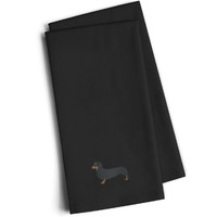"Caroline's Treasures BB3382BKTWE Dachshund Black Embroidered Kitchen Towel (Set of 2), 28"" H x 19"" W, Multicolor"