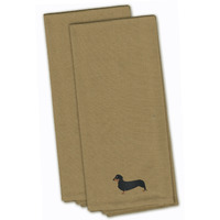 "Caroline's Treasures BB3382TNTWE Dachshund Tan Embroidered Kitchen Towel (Set of 2), 28"" x 19"", Multicolor"