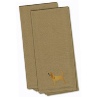 "Caroline's Treasures BB3384TNTWE Bloodhound Tan Embroidered Kitchen Towel (Set of 2), 28"" x 19"", Multicolor"