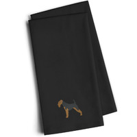 "Caroline's Treasures BB3385BKTWE Welsh Terrier Black Embroidered Kitchen Towel (Set of 2), 28"" H x 19"" W, Multicolor"