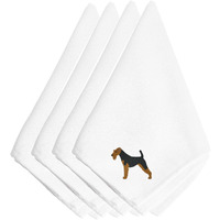 "Caroline's Treasures BB3385NPKE Welsh Terrier Embroidered Napkins (Set of 4), 20"", Multicolor"