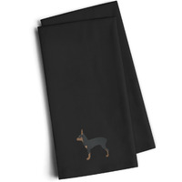 "Caroline's Treasures BB3387BKTWE Toy Fox Terrier Black Embroidered Kitchen Towel (Set of 2), 28"" H x 19"" W, Multicolor"