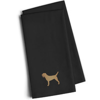 "Caroline's Treasures BB3389BKTWE Border Terrier Black Embroidered Kitchen Towel (Set of 2), 28"" H x 19"" W, Multicolor"