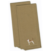 "Caroline's Treasures BB3398TNTWE American Foxhound Tan Embroidered Kitchen Towel (Set of 2), 28"" x 19"", Multicolor"