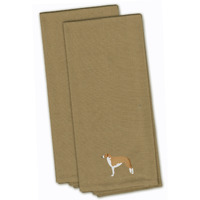 "Caroline's Treasures BB3399TNTWE Borzoi Russian Greyhound Tan Embroidered Kitchen Towel (Set of 2), 28"" x 19"", Multicolor"