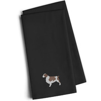"Caroline's Treasures BB3400BKTWE Welsh Springer Spaniel Black Embroidered Kitchen Towel (Set of 2), 28"" H x 19"" W, Multicolor"