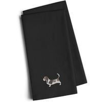 "Caroline's Treasures BB3402BKTWE Basset Hound Black Embroidered Kitchen Towel (Set of 2), 28"" H x 19"" W, Multicolor"